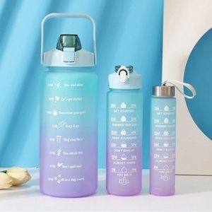 NWT 3pcs/set Motivational  Sports Water Bottle - Gradient Color